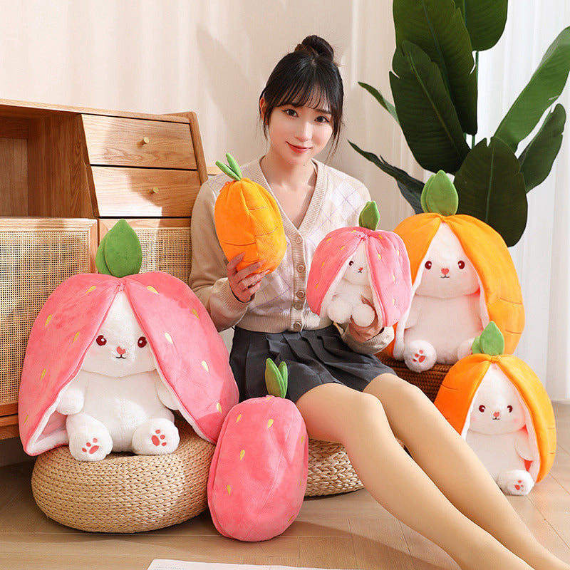 Brandnmart Strawberry Carrot Ears Zipper Bunny Plushie