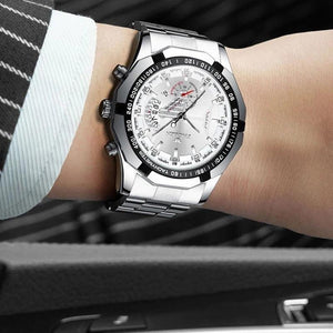 Fngeen Luxury Sports Quartz Men's Watch - Full Steel Waterproof Calender Wristwatch - BRANDNMART