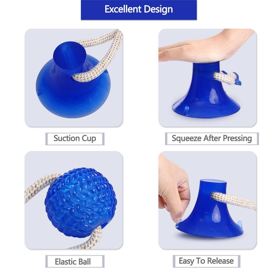 Multifunction Pet Molar Bite Dog Toys Rubber Chew Ball Cleaning Teeth Safe Elasticity TPR Soft Puppy Suction Cup Biting Dog Toy - ObeyKart