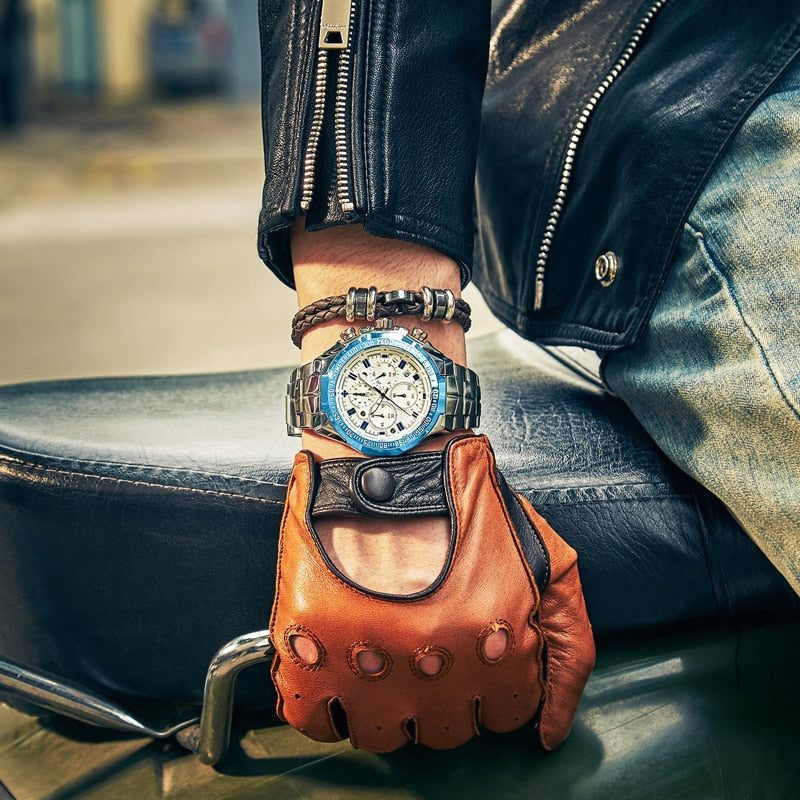 Wwoor Luxury Sports Relogio Masculino Men's Watch - Full Steel Waterproof Chronograph Quartz Wristwatch - BRANDNMART