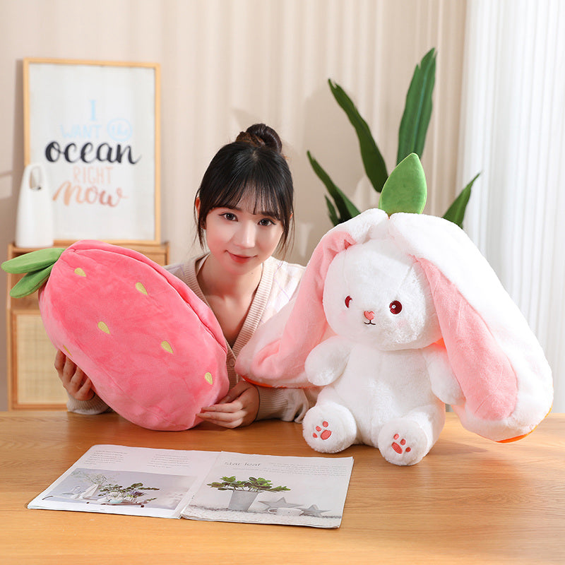 Brandnmart Strawberry Carrot Ears Zipper Bunny Plushie