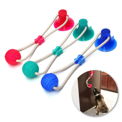 Multifunction Pet Molar Bite Dog Toys Rubber Chew Ball Cleaning Teeth Safe Elasticity TPR Soft Puppy Suction Cup Biting Dog Toy - ObeyKart