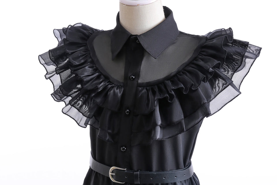 Wednesday Addams Kids Cosplay Costume (5-14 Years Kids)