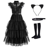 Wednesday Addams Kids Cosplay Costume (5-14 Years Kids)