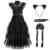 Wednesday Addams Kids Cosplay Costume (5-14 Years Kids)