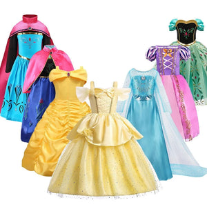Kids Belle Costume Girl Halloween Princess Cosplay Party Dress Children Rapunzel Cinderella Anna Elsa Encanto Birthday Clothes