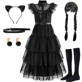 Wednesday Addams Kids Cosplay Costume (5-14 Years Kids)