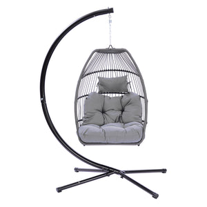Outdoor Patio Wicker Folding Hanging Chair - BRANDNMART