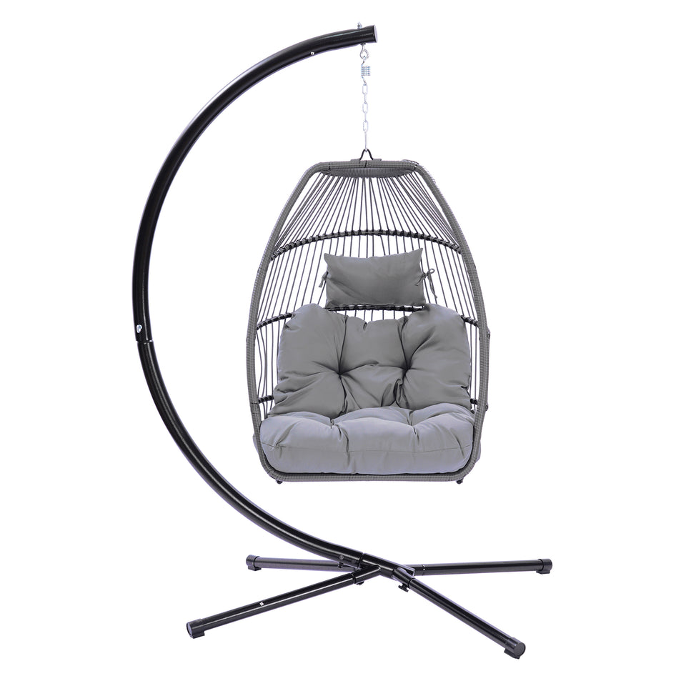 Outdoor Patio Wicker Folding Hanging Chair - BRANDNMART