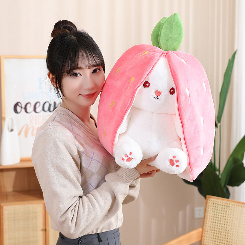 Brandnmart Strawberry Carrot Ears Zipper Bunny Plushie