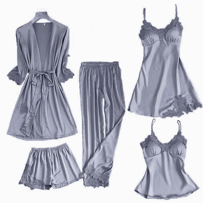 4 Pieces Gown Set  Women Sleepwear Summer Sleepdress - BRANDNMART