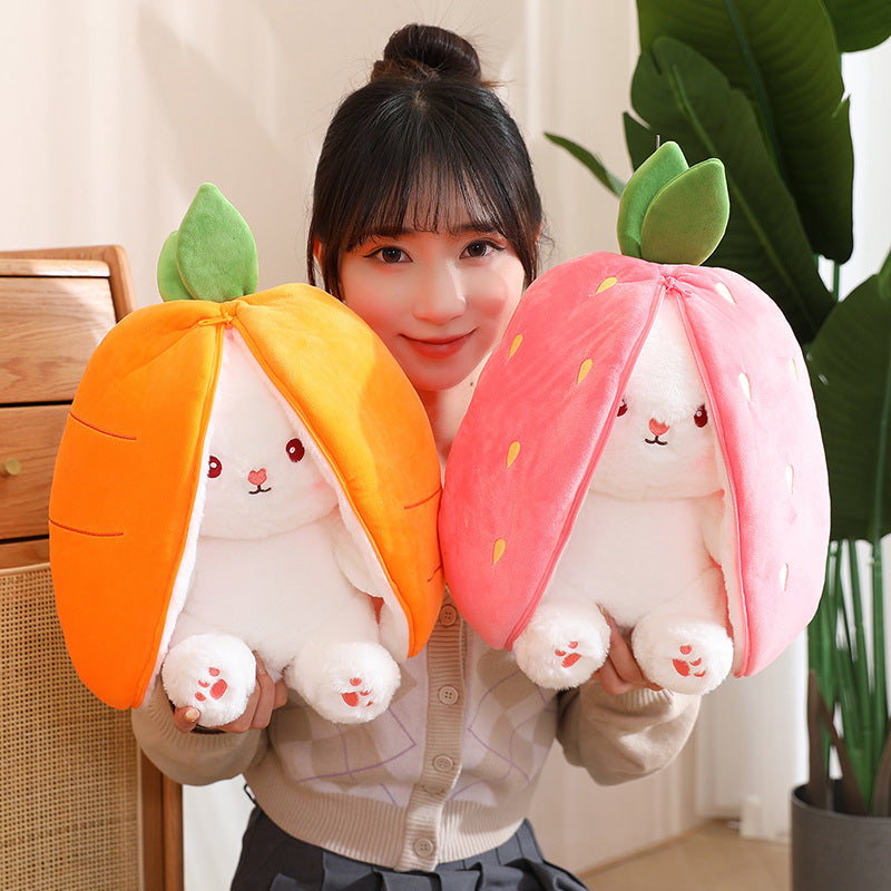 Brandnmart Strawberry Carrot Ears Zipper Bunny Plushie