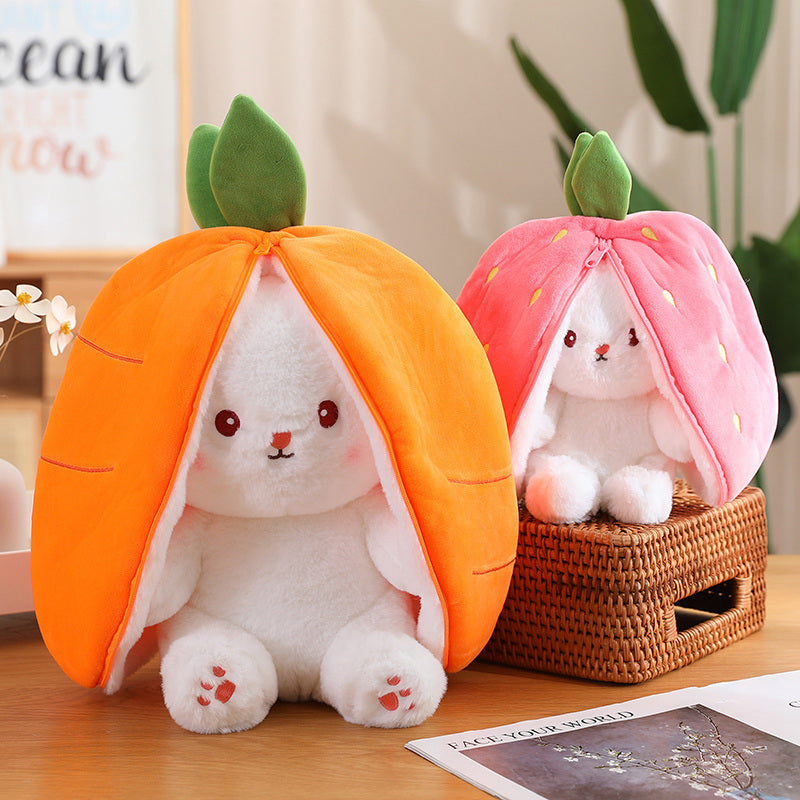Brandnmart Strawberry Carrot Ears Zipper Bunny Plushie