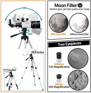 Space Telescope - 150X High Power Zoom HD Stellina Telescope with Tripod - BRANDNMART