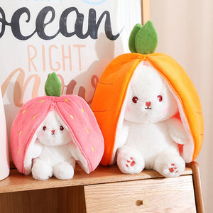 Brandnmart Strawberry Carrot Ears Zipper Bunny Plushie