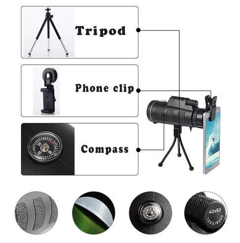 Starscope Monocular - Professional High Power Zoom Monocular with Tripod & Smartphone Holder