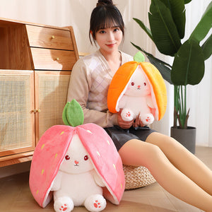 Brandnmart Strawberry Carrot Ears Zipper Bunny Plushie